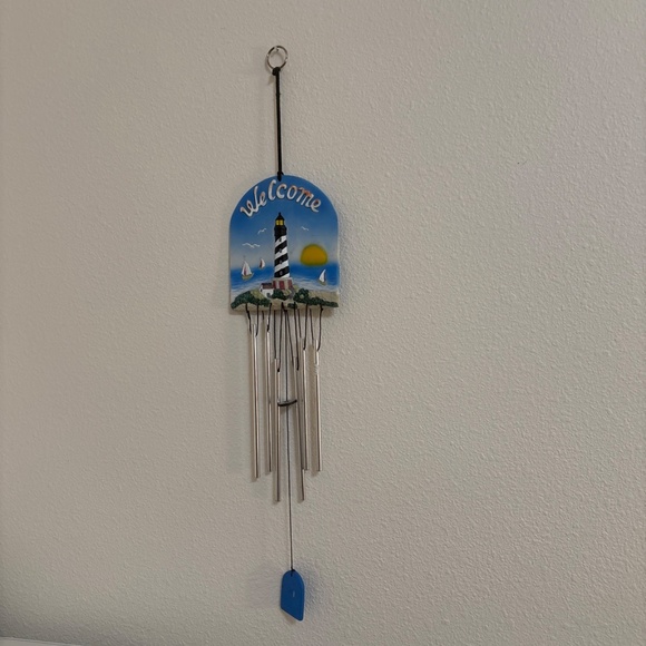 Lighthouse Sailboats Windchimes Outdoor Garden Nautical Resin 19” - Picture 2 of 6